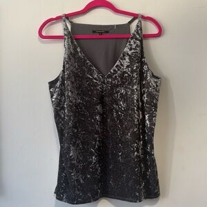 Kobi Halperin Gray Crushed Velvet Night Out Tank Top / Blouse in Size Medium